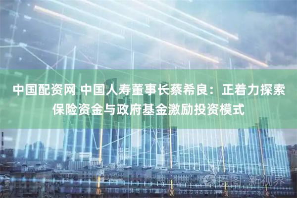 中国配资网 中国人寿董事长蔡希良：正着力探索保险资金与政府基金激励投资模式
