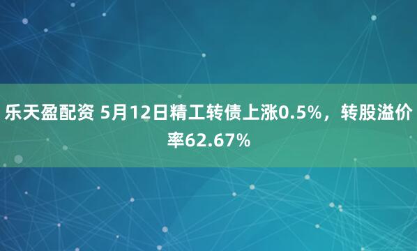 乐天盈配资 5月12日精工转债上涨0.5%，转股溢价率62.67%